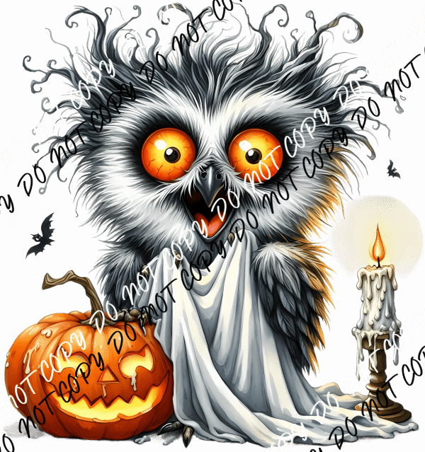 Crazy Eyed Owl Halloween DTF Transfer - We Print U Press DTF Transfers