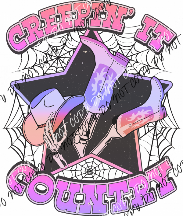 Creepin It Country Pink Purple Skeleton Dtf Transfer