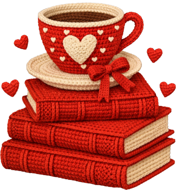 Crochet Coffee and Books Valentine DTF Transfer RTP DTF Transfers