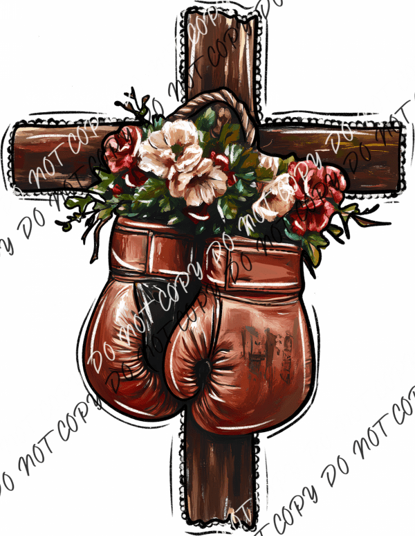 Cross with Boxing Gloves DTF Transfer - We Print U Press DTF Transfers