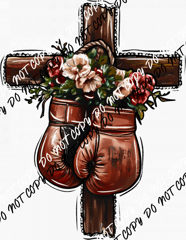 Cross with Boxing Gloves DTF Transfer - We Print U Press DTF Transfers