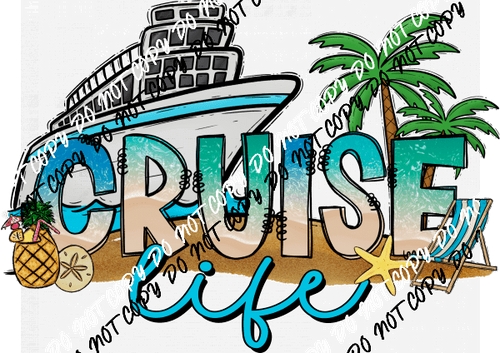 Cruise Life Ship at the Dock DTF Transfer - We Print U Press DTF Transfers