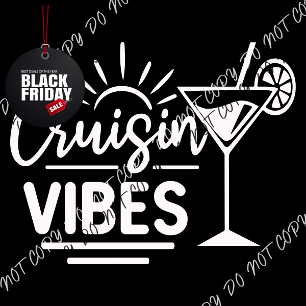 Cruisin Vibes Dtf Transfer (Choose Black Or White Print) Adult Xl - 2Xl 12” / Print Rtp Transfers