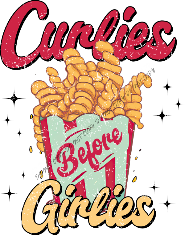 Curlies Before Girlies DTF Transfer RTP DTF Transfers