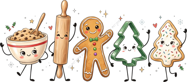 Cute Christmas Baking Characters DTF Transfer - RTP DTF Transfer