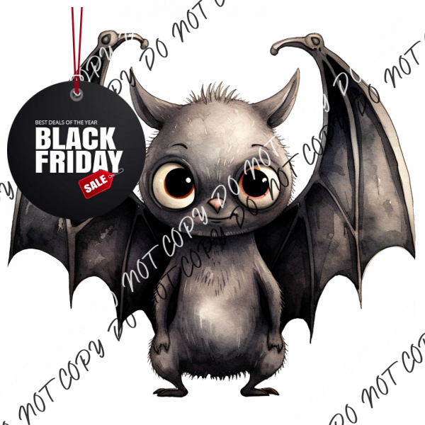 Cute Lil Bat / With Bow Dtf Transfer Pocket Size 3