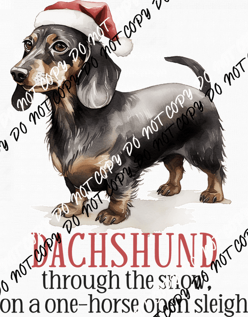 Dachshund Through the Snow DTF Transfer - We Print U Press DTF Transfers