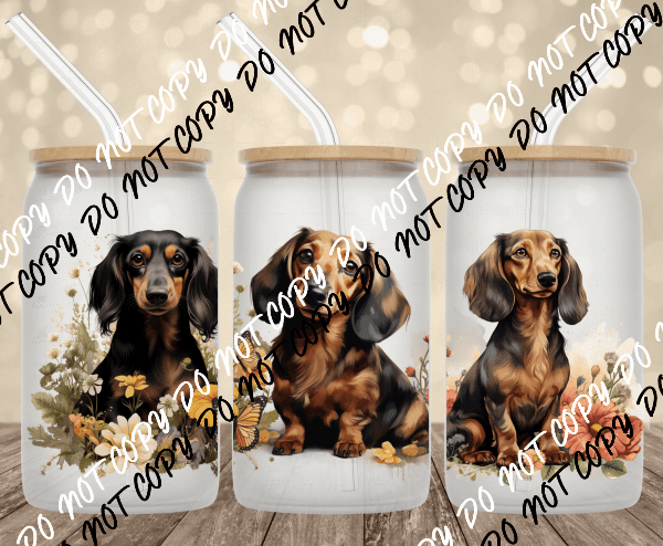 Dachshund UV Transfer for 16 oz Glass Can - We Print U Press DTF Transfers