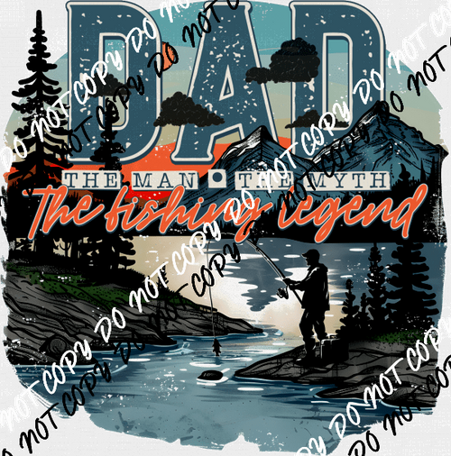 Dad Fishing Legend Scene DTF Transfer - We Print U Press DTF Transfers