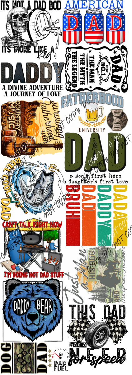 Dad Premade Bundle 60’ Gang Sheet Dtf Transfers