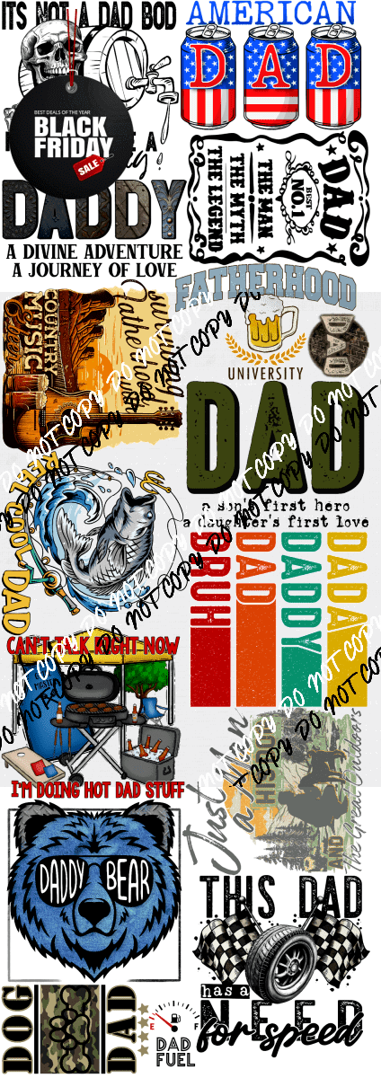 Dad Premade Bundle Gang Sheet - We Print U Press DTF Transfers