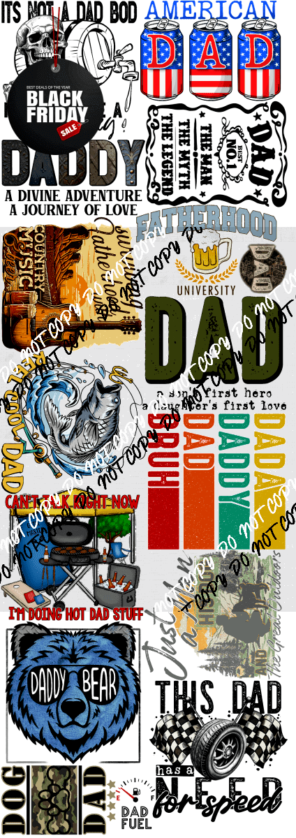 Dad Premade Bundle Gang Sheet - We Print U Press DTF Transfers