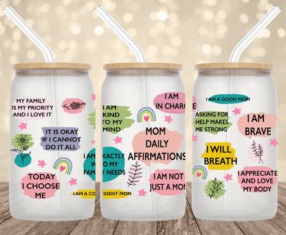 Daily Mom Affirmations 16 oz Glass Can