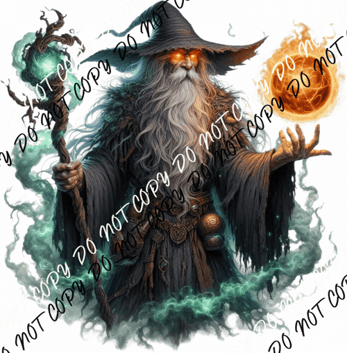 Dark Wizard with Fire Orb DTF Transfer - We Print U Press DTF Transfers
