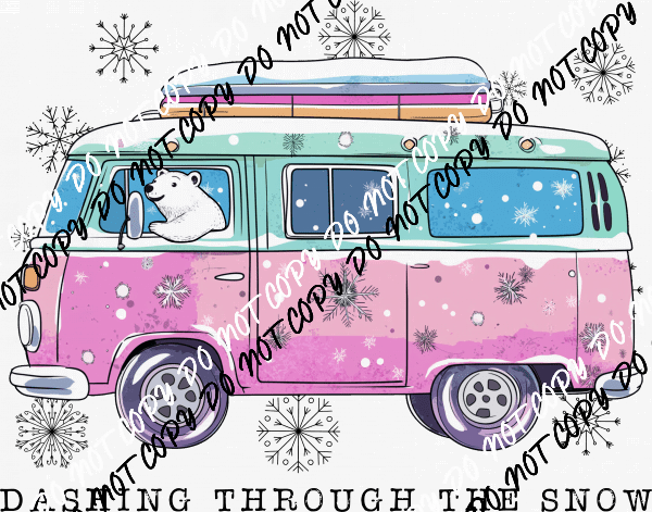 Dashing Through the Snow Van with Polar Bear DTF Transfer - We Print U Press DTF Transfers