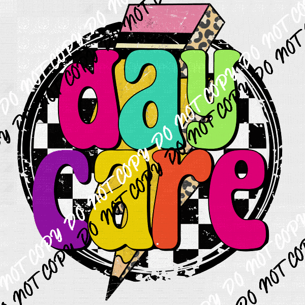 Day Care Checked Circle DTF Transfer - We Print U Press DTF Transfers