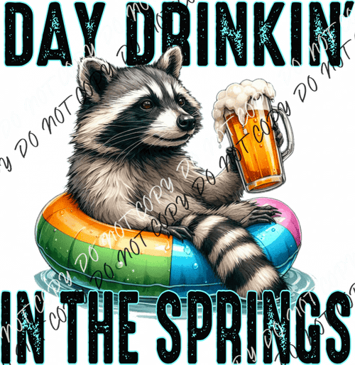 Day Drinkin’ Raccoon Dtf Transfer (See Location Options) Large Pocket 4’ / In The Springs Rtp