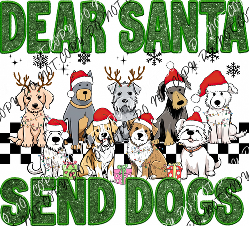 Dear Santa Send Dogs Faux Sequin Dtf Transfer Rtp Transfers