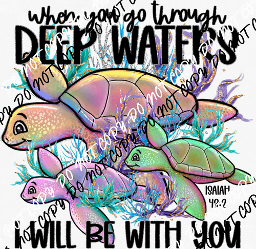 Deep Waters Sea Turtles DTF Transfer - We Print U Press DTF Transfers