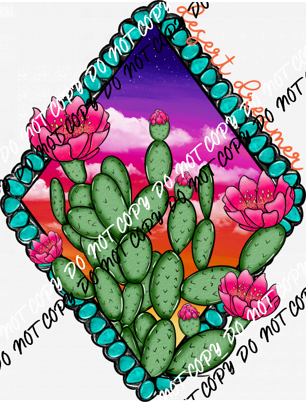 Desert Dreamer Pink Floral Cactus DTF Transfer - We Print U Press DTF Transfers