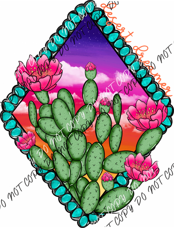 Desert Dreamer Pink Floral Cactus Dtf Transfer Rtp Transfers