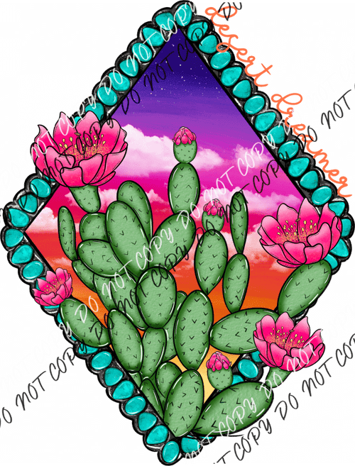 Desert Dreamer Pink Floral Cactus Dtf Transfer Rtp Transfers