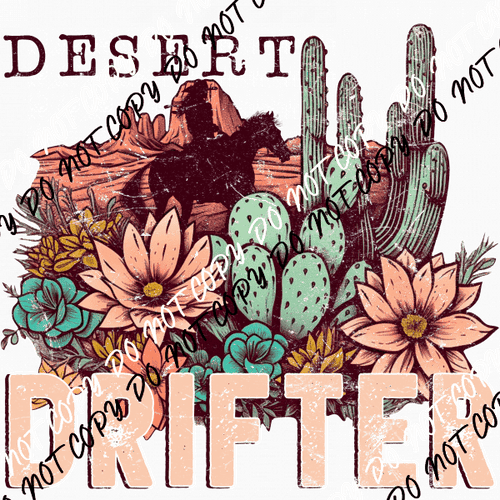 Desert Drifter Cactus distressed DTF Transfer - We Print U Press DTF Transfers