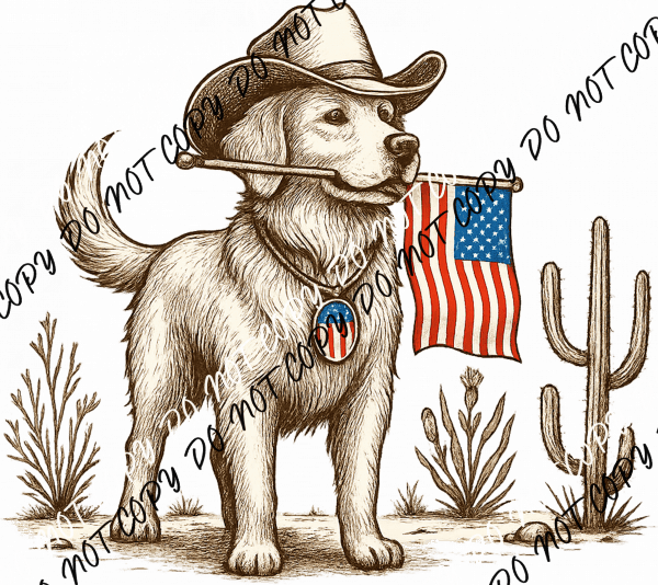 Desert Patriot Pup DTF Transfer - We Print U Press DTF Transfers