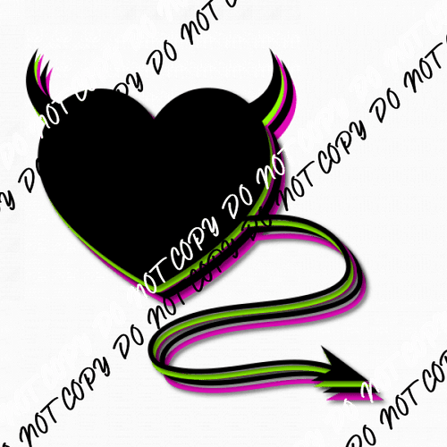 Devilish Heart Black Green Pink DTF Transfer - We Print U Press DTF Transfers