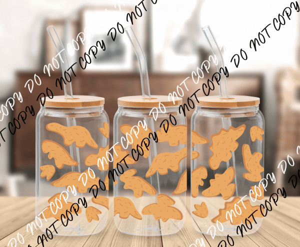 Dino Nuggies UV Transfer for 16 oz Glass Can - We Print U Press DTF Transfers