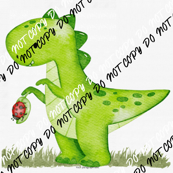 Dinosaur Baby Lime Green with Ladybug DTF Transfer - We Print U Press DTF Transfers