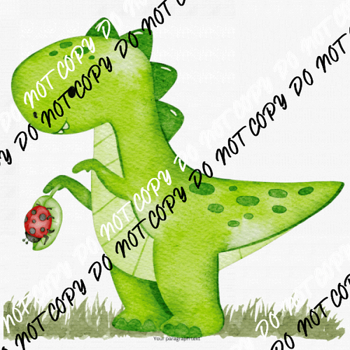 Dinosaur Baby Lime Green with Ladybug DTF Transfer - We Print U Press DTF Transfers