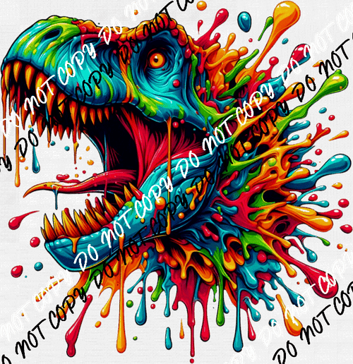 Dinosaur Head Color Drip DTF Transfer - We Print U Press DTF Transfers