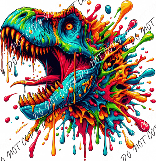 Dinosaur Head Color Drip Dtf Transfer Rtp Transfers