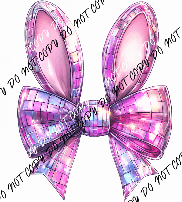 Disco Bunny Bow DTF Transfer - We Print U Press DTF Transfers