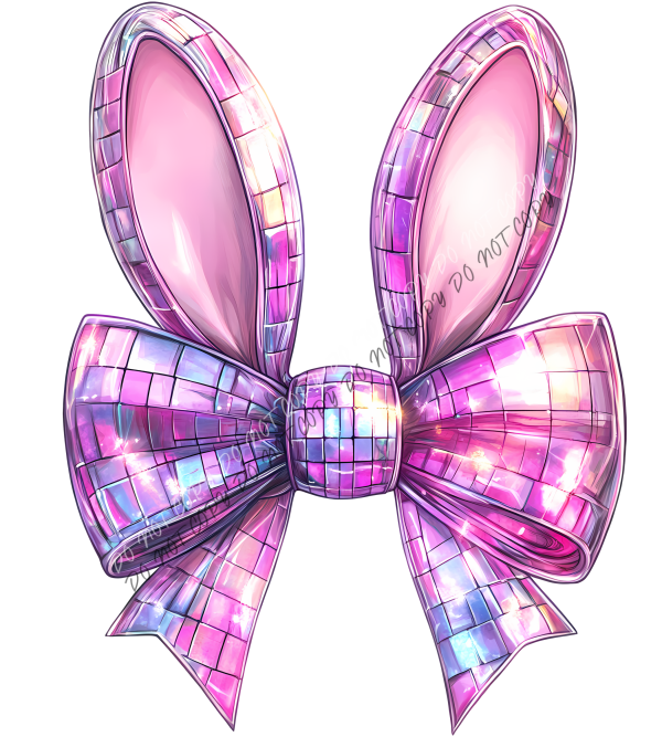 Disco Bunny Bow DTF Transfer RTP DTF Transfers