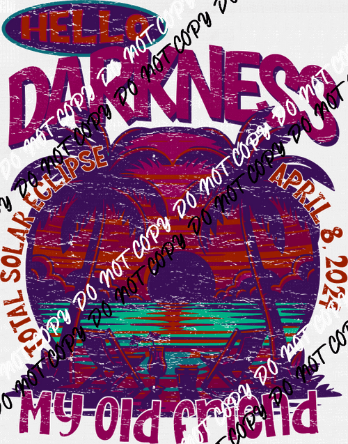 Distressed Hello Darkness Solar Eclipse DTF Transfer - We Print U Press DTF Transfers