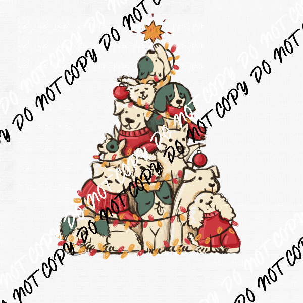 Dog Christmas Tree DTF Transfer - We Print U Press DTF Transfers