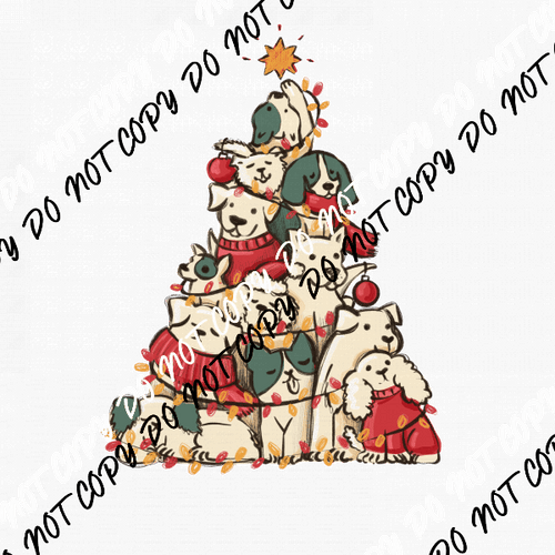 Dog Christmas Tree DTF Transfer - We Print U Press DTF Transfers