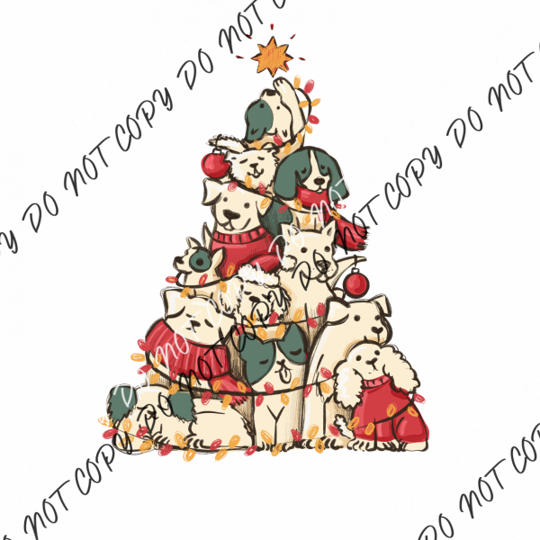 Dog Christmas Tree Dtf Transfer