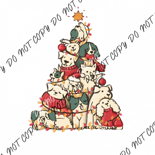 Dog Christmas Tree Dtf Transfer