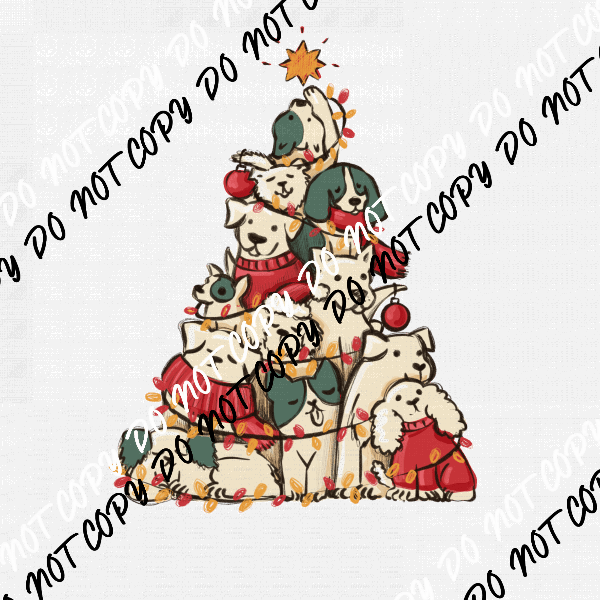 Dog Christmas Tree DTF Transfer - We Print U Press DTF Transfers