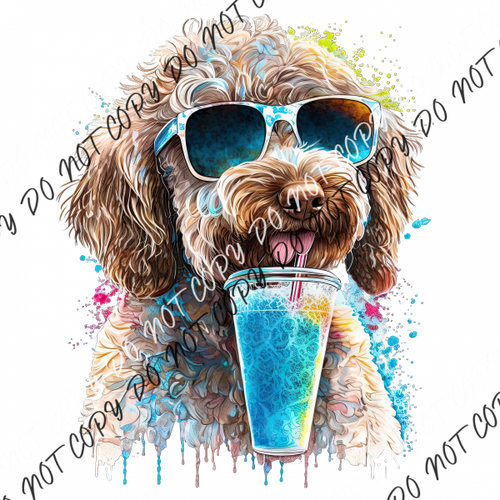 Dog Funny With Drink Watercolor Dtf Transfer