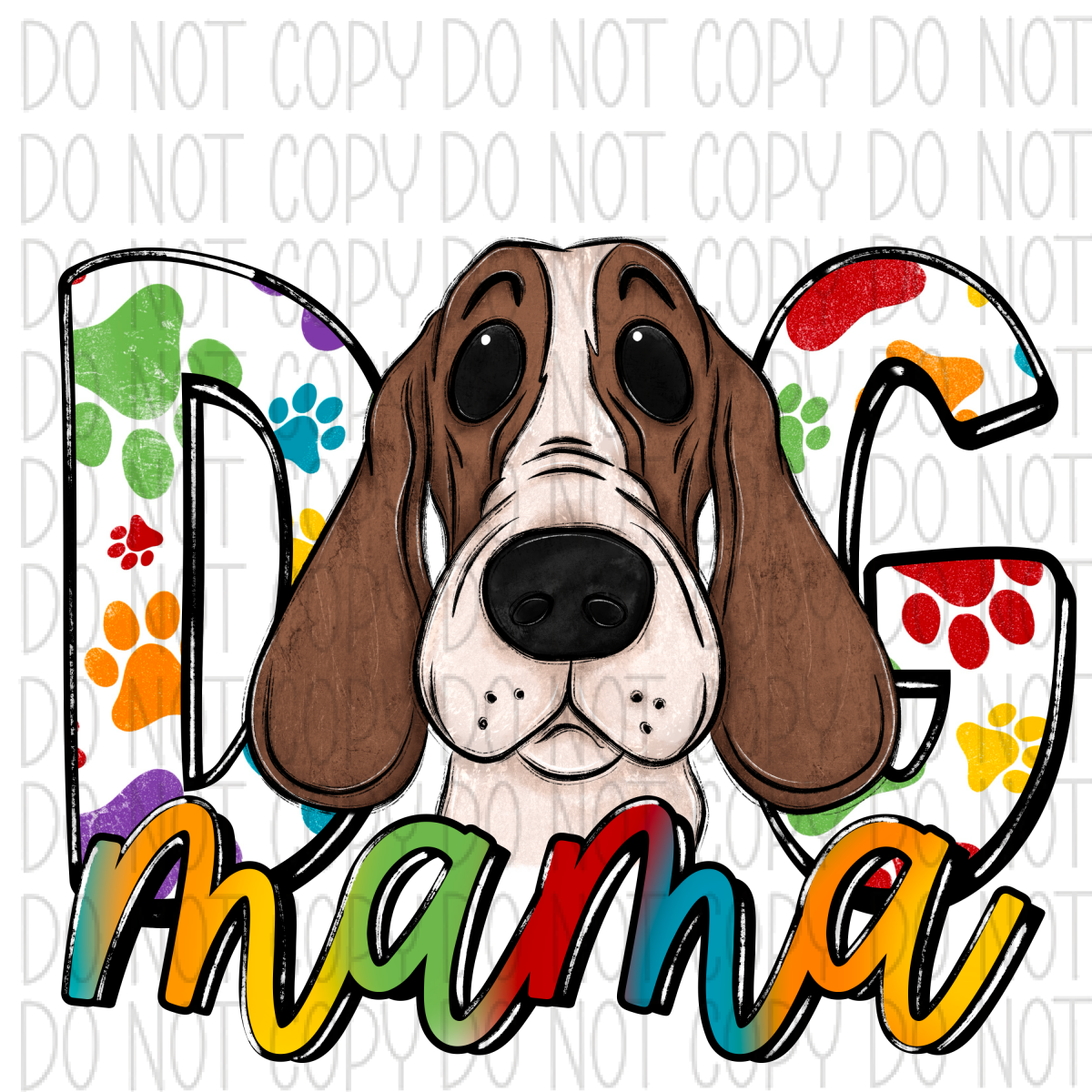 Dog Mama Paw Prints Bassett Dtf Transfer Rtp Transfers
