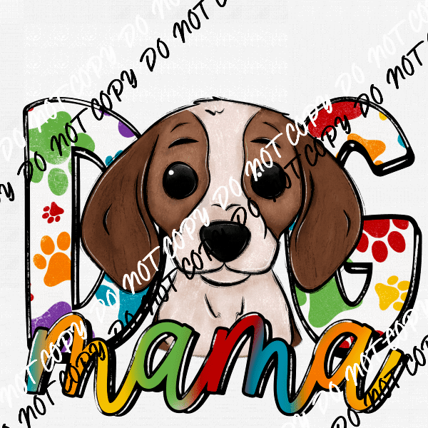 Dog Mama Paw Prints Beagle DTF Transfer - We Print U Press DTF Transfers