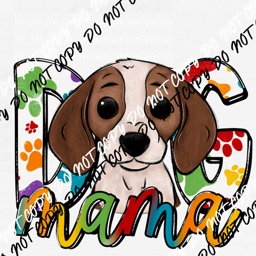 Dog Mama Paw Prints Beagle DTF Transfer - We Print U Press DTF Transfers