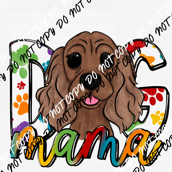 Dog Mama Paw Prints Cocker Spaniel DTF Transfer - We Print U Press DTF Transfers