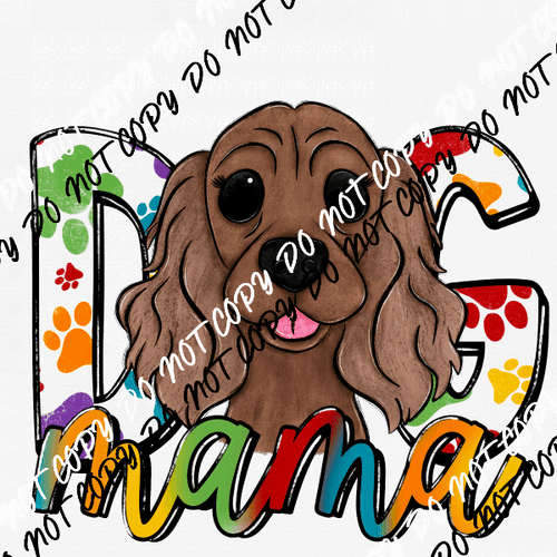 Dog Mama Paw Prints Cocker Spaniel DTF Transfer - We Print U Press DTF Transfers