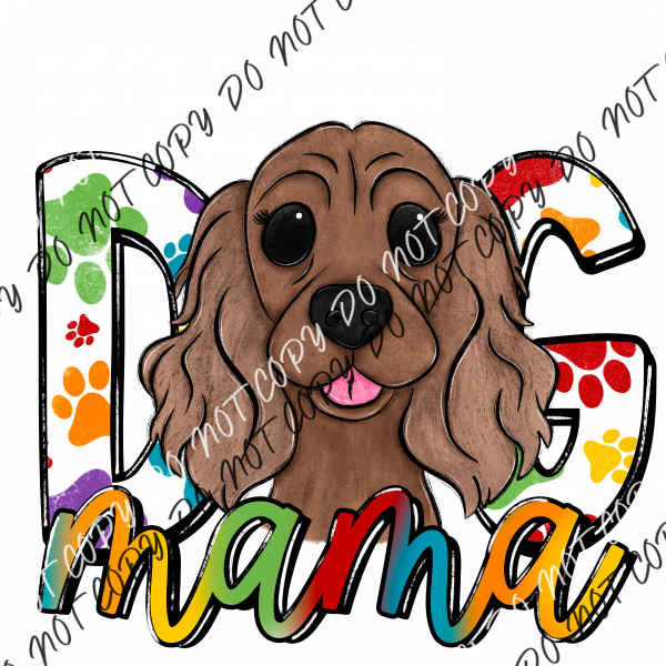 Dog Mama Paw Prints Cocker Spaniel Dtf Transfer Rtp Transfers