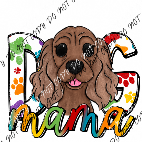 Dog Mama Paw Prints Cocker Spaniel Dtf Transfer Rtp Transfers